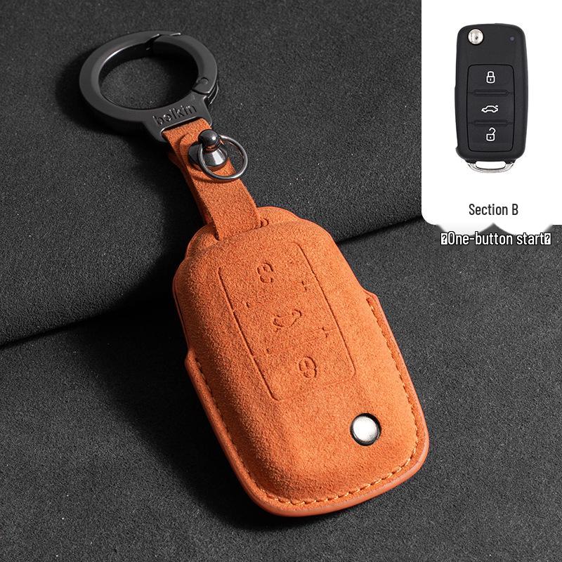 Volkswagen Wildleder Schlüsselhülle für Touran, Tayron, Tiguan L, Sagitar, Lamando L, Magotan, CC, ID4 - Vollständige Abdeckung