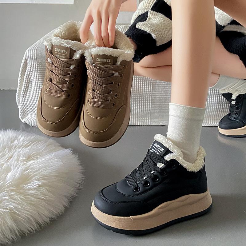Winter Baumwollschuhe Damen neue Samt vielseitige Studenten High-Top Schuhe trendige Baumwollschuhe Plateau Freizeitschuhe