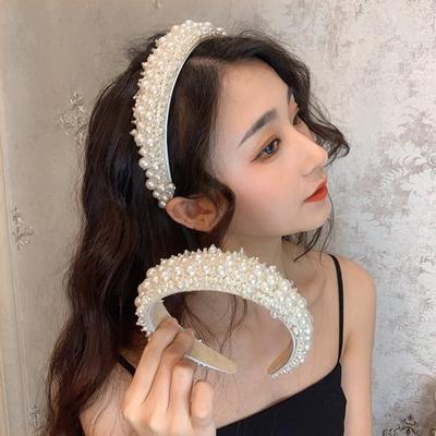 Baroque Bridal Hair Hoop Large Women Hairbands Sweet Pearl Headbands  Girl