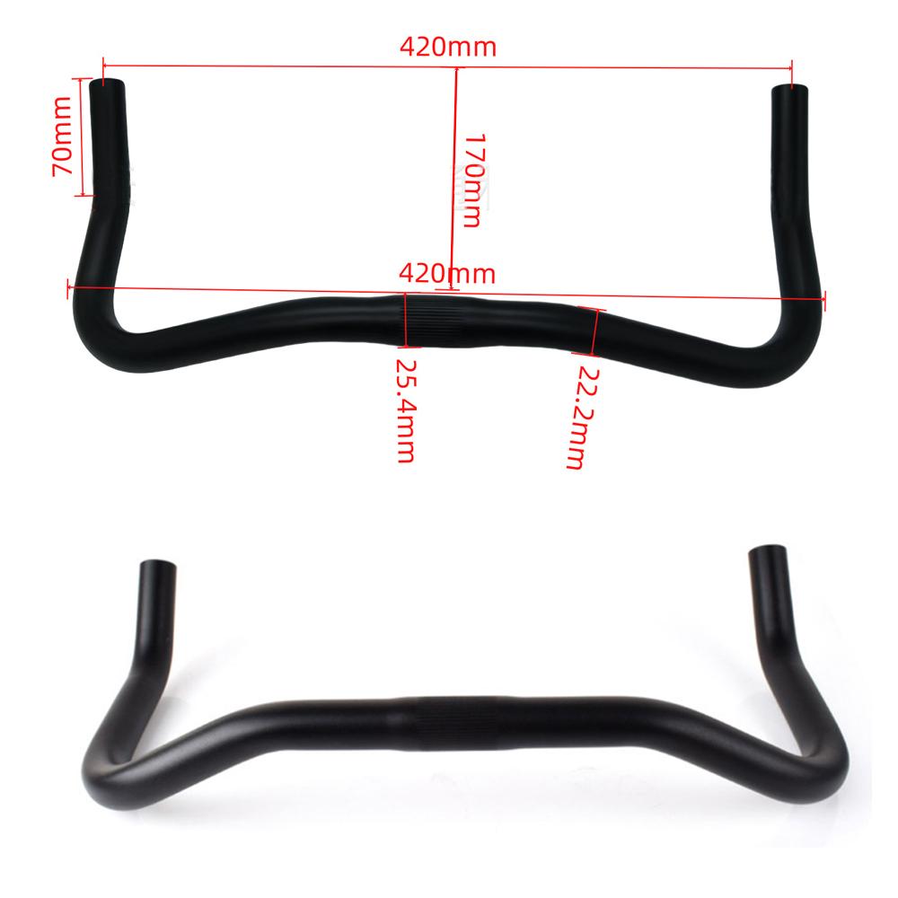 Bike Handlebar Rest Bend Bar Aluminum Alloy 22.2 *25.4*420mm Single Speed Bike Track Fixed Gear Road Bicycle Bullhorn Handlebar