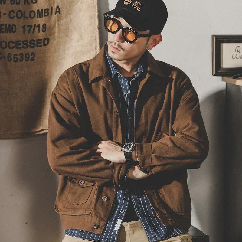 Jay Leno Men's Retro American Workwear Denim Jacket - Autumn Trendy Loose Fit Coach Jacket