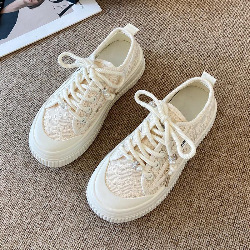 

Специальные парусиновые туфли для женщин, лето 2025, новая шнуровка, сетчатые дышащие сетчатые туфли с юбками, платформа, повседневные кеды 40