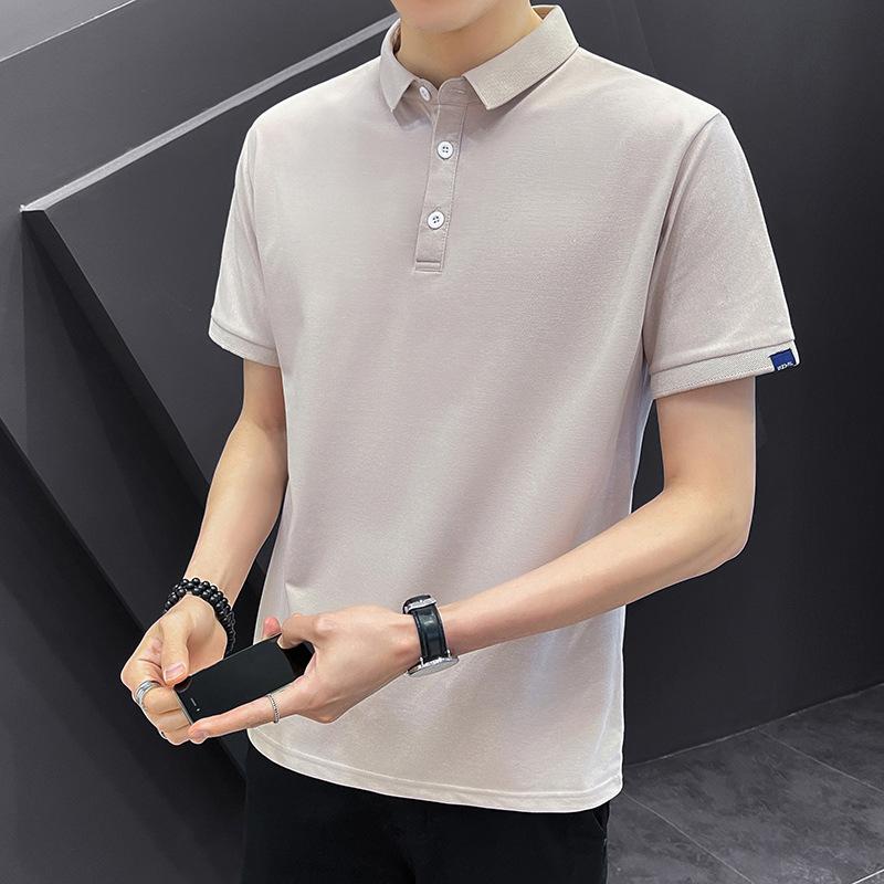Solid Color Short Sleeve Polo Shirt Men Summer Collar T- Shirt Plain Work
