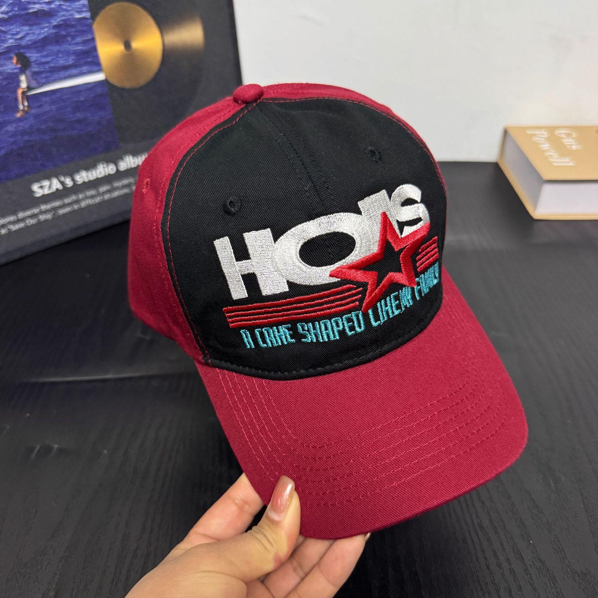 

Korean Style Embroidered Streetwear Baseball Cap With Letters, Comfortable, Breathable, Adjustable, Cotton, For Shopping Adjustable