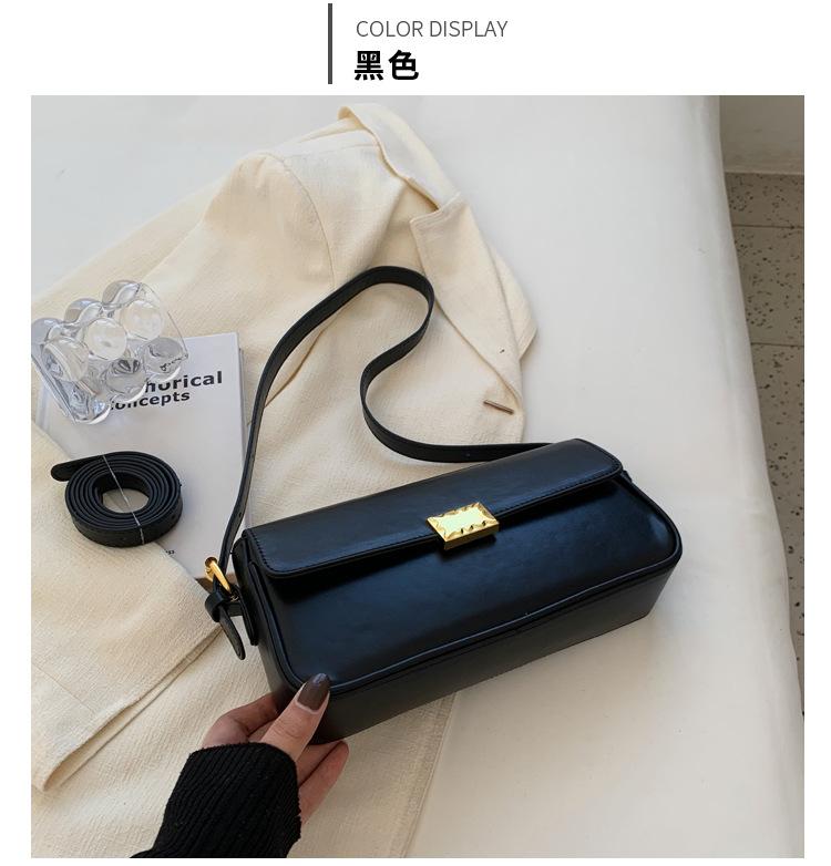 

Цього року популярні осінні та зимові сумки для жінок, прості та універсальні сумки через плече під пахвами, поліуретанові ретро невеликі квадратні сумки чорний