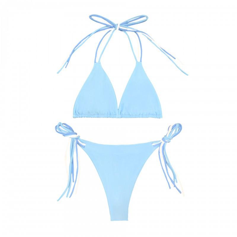 Bikini Solid Color Triangle Bag Nylon Swimsuit Women Split