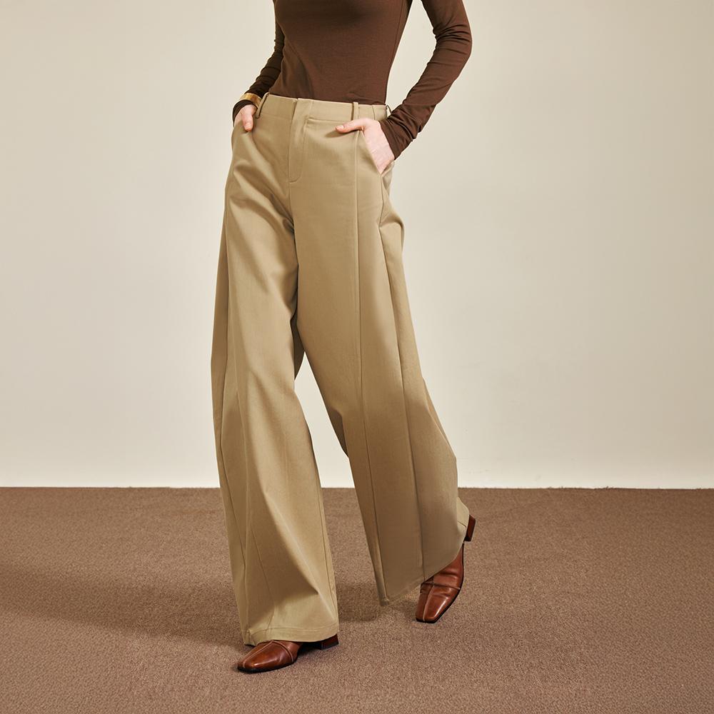 Waiwaiaiem Yy_Casual Straight Wide Pants_Beige