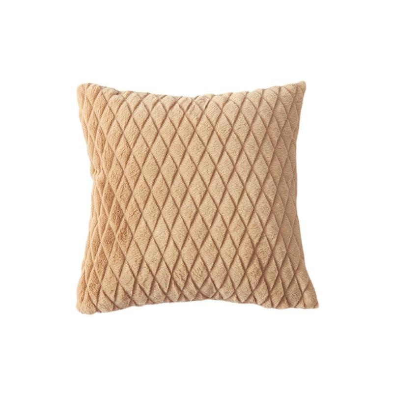 Fashionable and Simple Household Thickened Plush Double-sided Ultrasonic Three-dimensional Embossed Rhombus Pillow