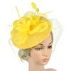 Cappello a rete con fiore di piume di alta qualità europeo e americano, copricapo da sposa, accessori per capelli alla moda, cappello a cilindro, copricapo in filato di canapa
