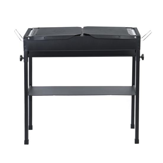 Langer Grill Holzkohle Großer BBQ Grill Klappbare Seitenablage Camping Grill für Garten Hinterhof Party Picknick Kochen (47.28x25.61x25.61 Zoll)