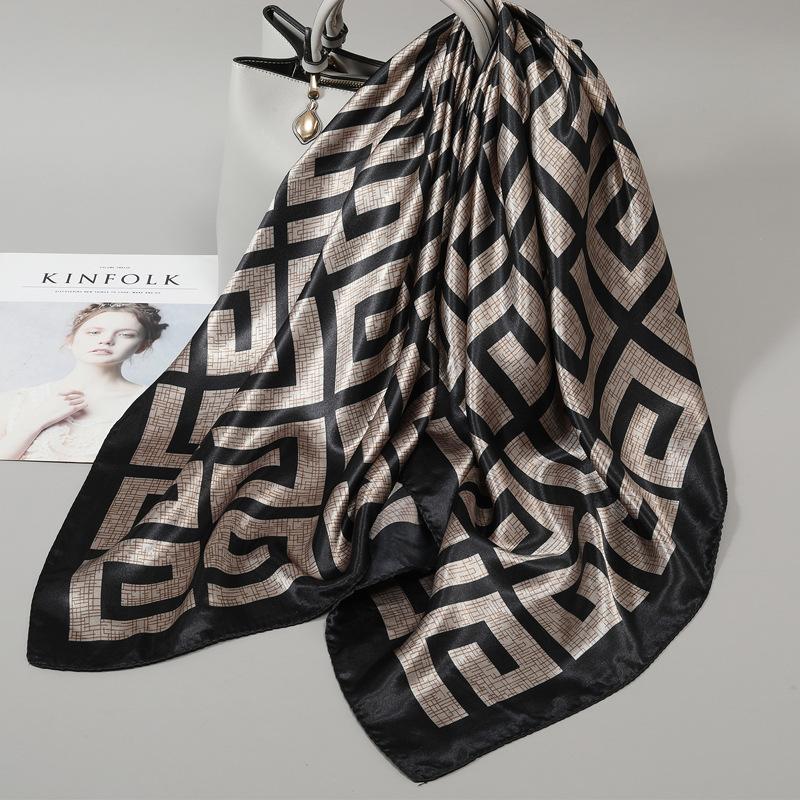 90 Square Scarves, Silk Scarves, Women's New Spring and Summer High-end Sense Versatile, Thin Scarves, Shawls Outside