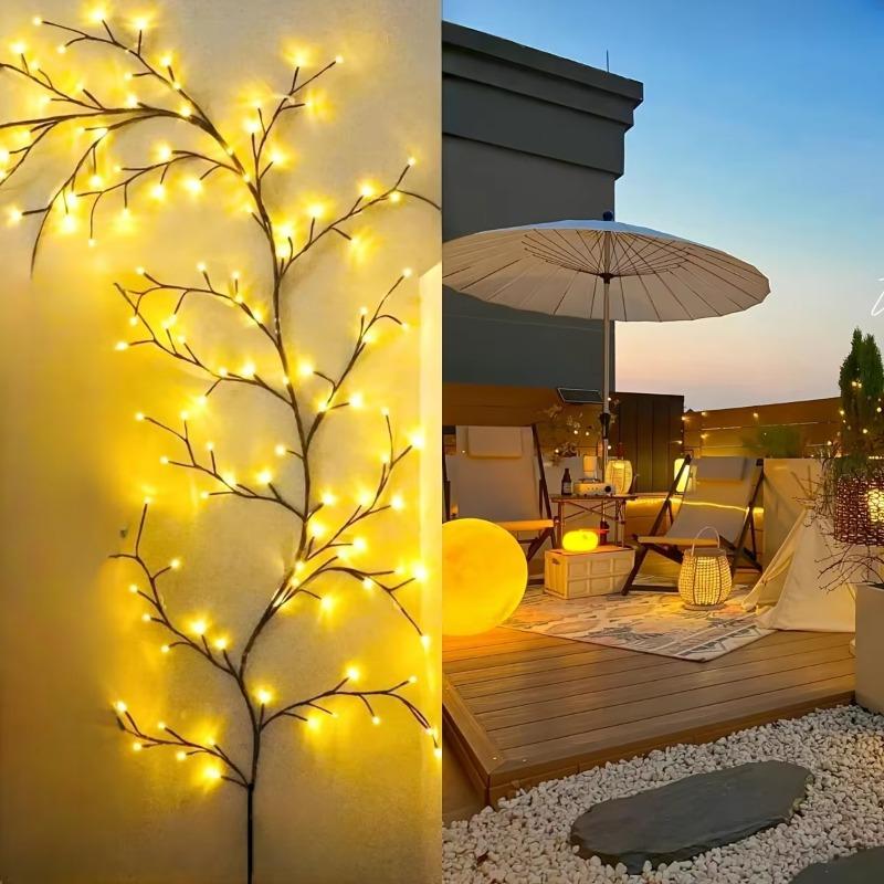LED Bendable Willow Vine Lights, 8 Moeds Rattan Tree Decorative Light, Night Light, For Wall Bedroom Indoor Outdoor Christmas