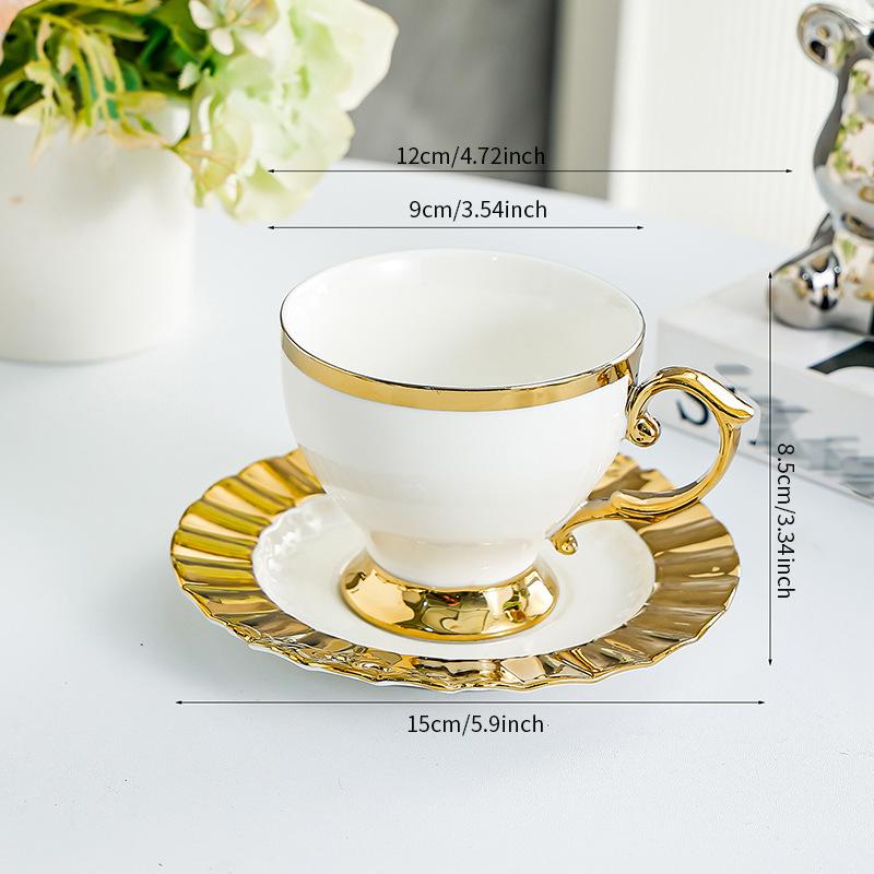 

250 мл Керамическая кофейная чашка блюдце Золотая кайма Кружка Европейский послеобеденный чай Латте-арт Кофейная чашка Изысканная чашка для завтрака Молочная кружка Подарки 250ml
