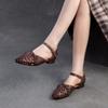 GKTINOO 2025 Summer New Retro Hand Woven Genuine Leather Flat Sandals Breathable Buckle Commuting Women's Shoes