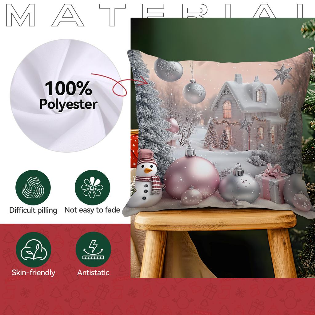 45X45Cm Countryside Christmas Theme Pillowcase Bedroom Cushion Cover 100% Polyester Living Room Cushion Pillowcase Home Decor
