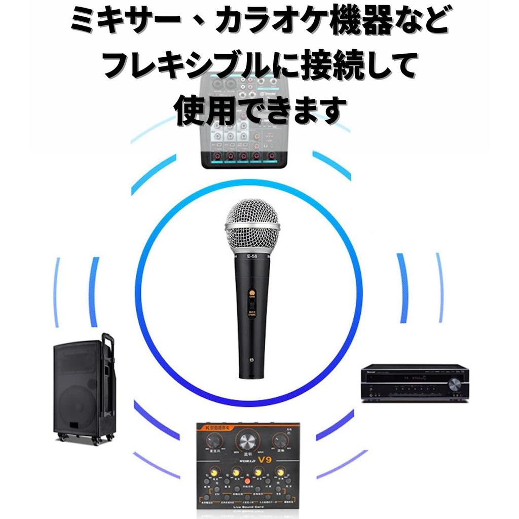 Fujirec Dynamic Microphone with XLR Phone Cable, Wired Handheld Microphone for Vocals, Narration, Karaoke, and DTM, with Switch, Unidirectional