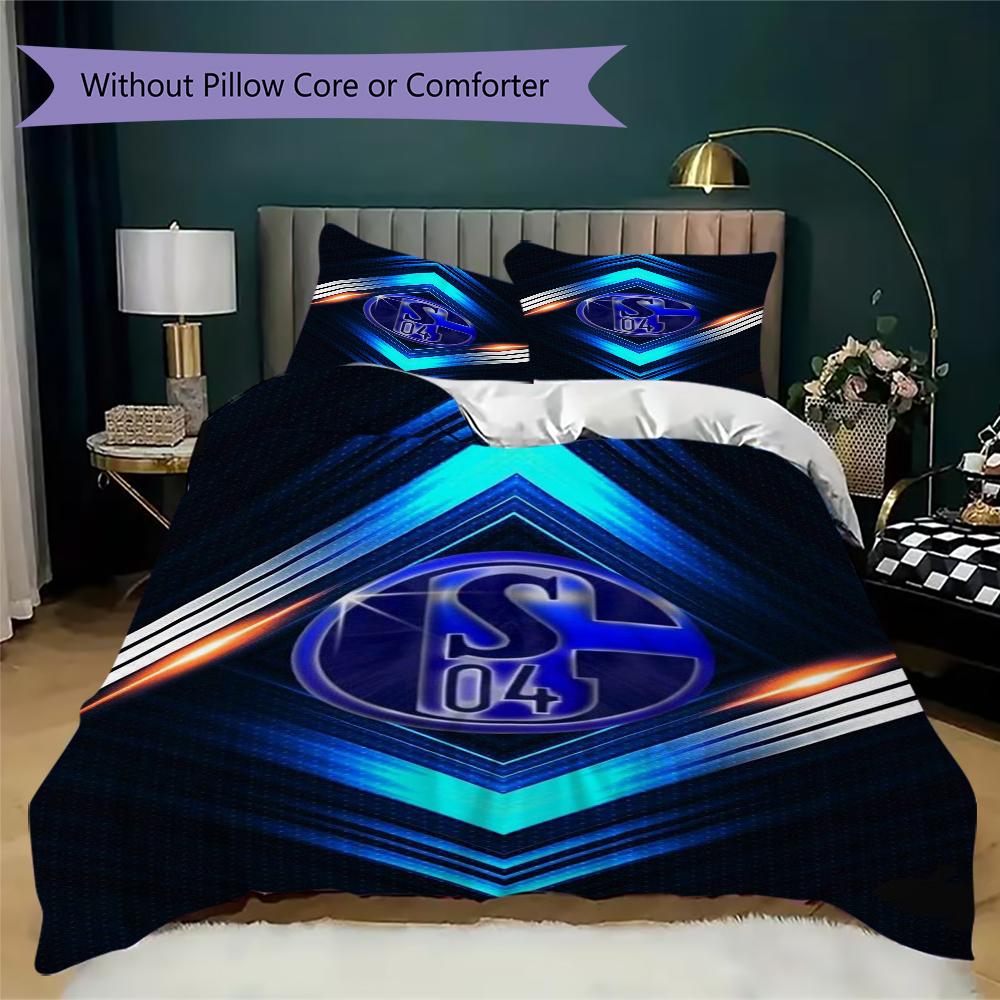 Schalke 04 Pattern Bedding,Quilt Set Quilt Cover Pillowcase Home Birthday Gift(1 * Duvet Cover + 2 * Pillowcase, Without Core)_lx