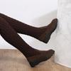2025 Autumn and Winter New Fashion Knitted Wool High Socks Boots for Women Flat Over The Knee Long Elastic Skinny Boots