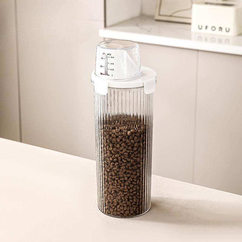 

Бытовой мерный стакан для корма для кошек и собак, влагонепроницаемая герметичная банка, перевернутое не протекающее прочное ведро для порционирования Large