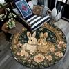 Rabbits Round Area Rug,Carpet Rug for Living Room Bedroom Sofa Playroom Decor,Non-slip Floor Mat