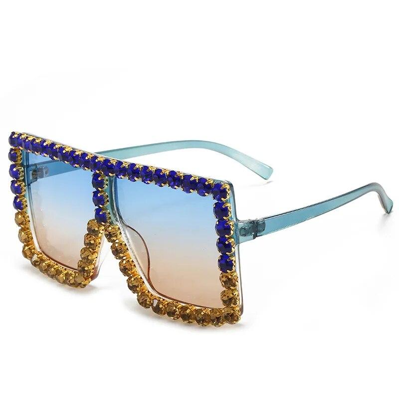 Sunglasses Women Oversized Square Diamond Men Fashion Rhinestone Sun Glasses Lady Luxury  Designer Eyewear UV400 Unisex