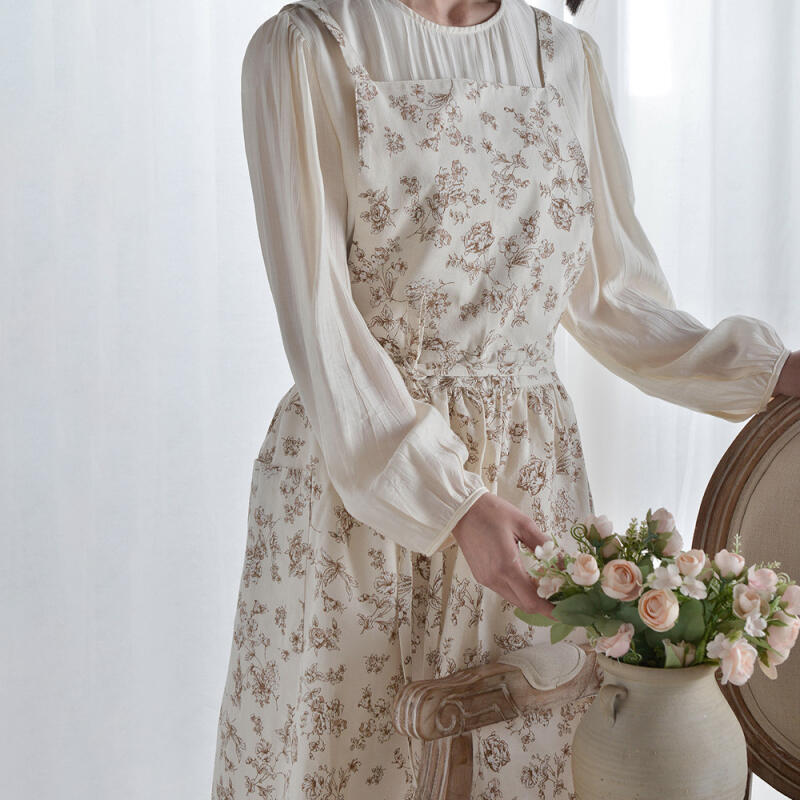 Waterproof cotton antique one-piece apron ivory