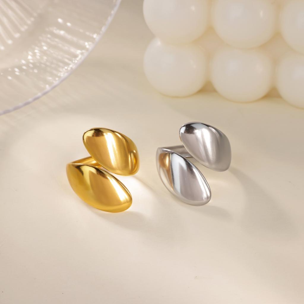 Fashion Asymmetric Wave Rings for Women Gold Plated Stainless Steel Geometric Ring Wedding Party Durable Jewelry Gift