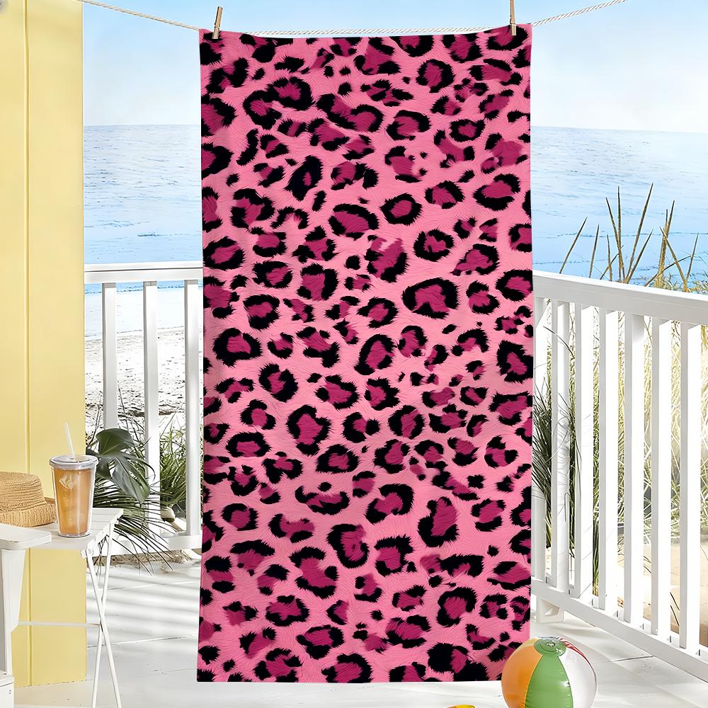 Y2K Fashion Pink Leopard Print Towel Soft Pool Gift For Travel Gym Shower Camping Quick Dry Sports Large Beach Towels