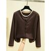 Double-sided Dralon Cardigan Top Long sleeve All-Matching Women Casual Age-Reducing Outerwear Loose Slimming round Neck Home Wear Top