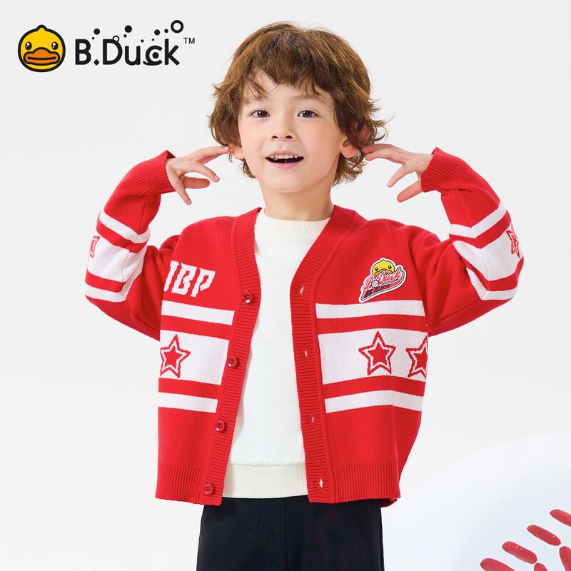 B.Duck Boys  Red V-Neck Knit Cardigan 150