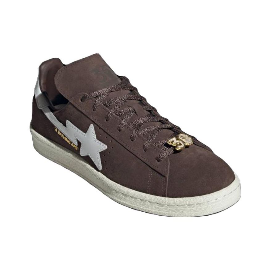 BAPE X Adidas Campus 80s 30th Anniversary - Brown Men Sneakers Cloud-White Gold-Metallic IF3379