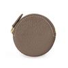 BONAVENTURA Round Coin Case In Etoupe Shrink Leather, Italian Genuine Leather, Gift BCCT3-ET