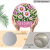 2D Flach, 1 Stück Charmantes Rosa Gänseblümchen & Schmetterling Willkommensschild - Runde Aluminium Türdekoration mit Lebendigem Blumendesign, Perfekt für Haus- & Garteneingang