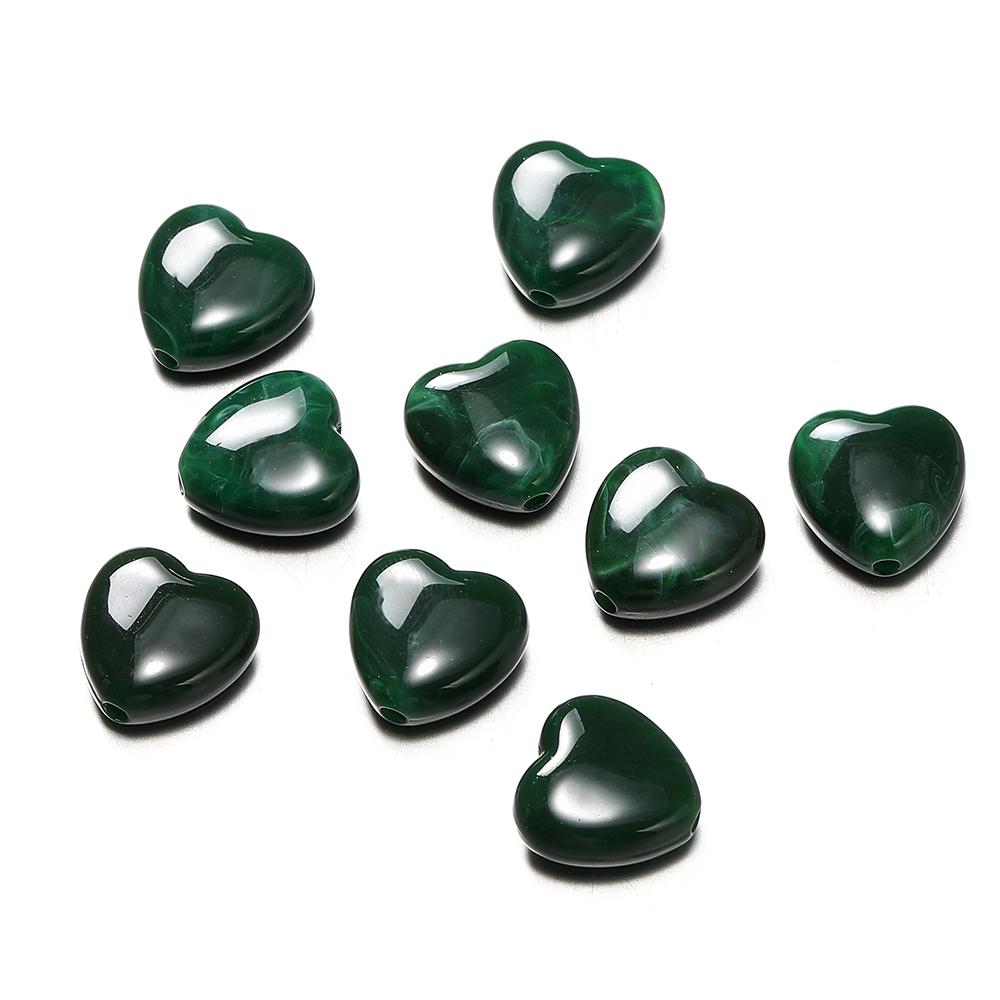 20pcs Acrylic Imitation Stone Heart Beads 14mm Love Spacer Loose Bead for DIY Necklace Bracelet Jewelry Making Supplies