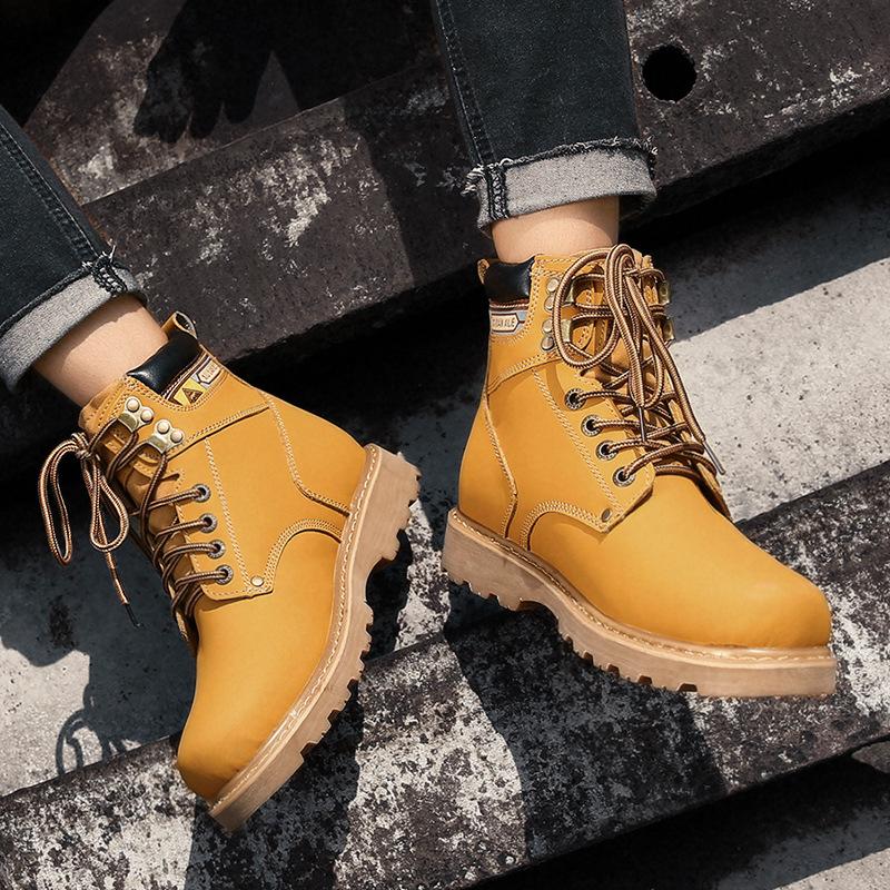 Men's shoes Martin shoes big head leather boots outdoor tooling boots autumn and winter high-top matte leather surface large size velvet cotton