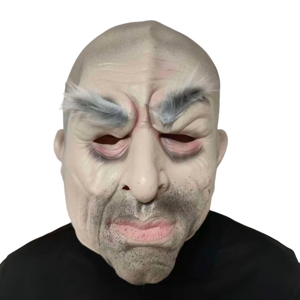 Funny white-browed old man headgear, bald old man mask One size fits all adults