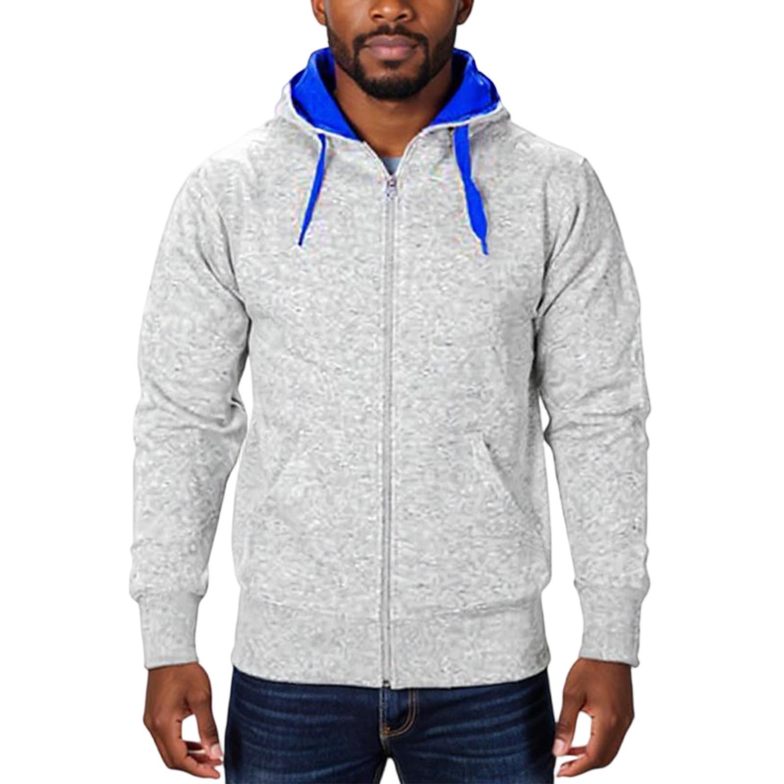 

Men s Hooded Sweatshirt, Contrasting Color Sweatshirt, Sports Zipper Casual Jacket S