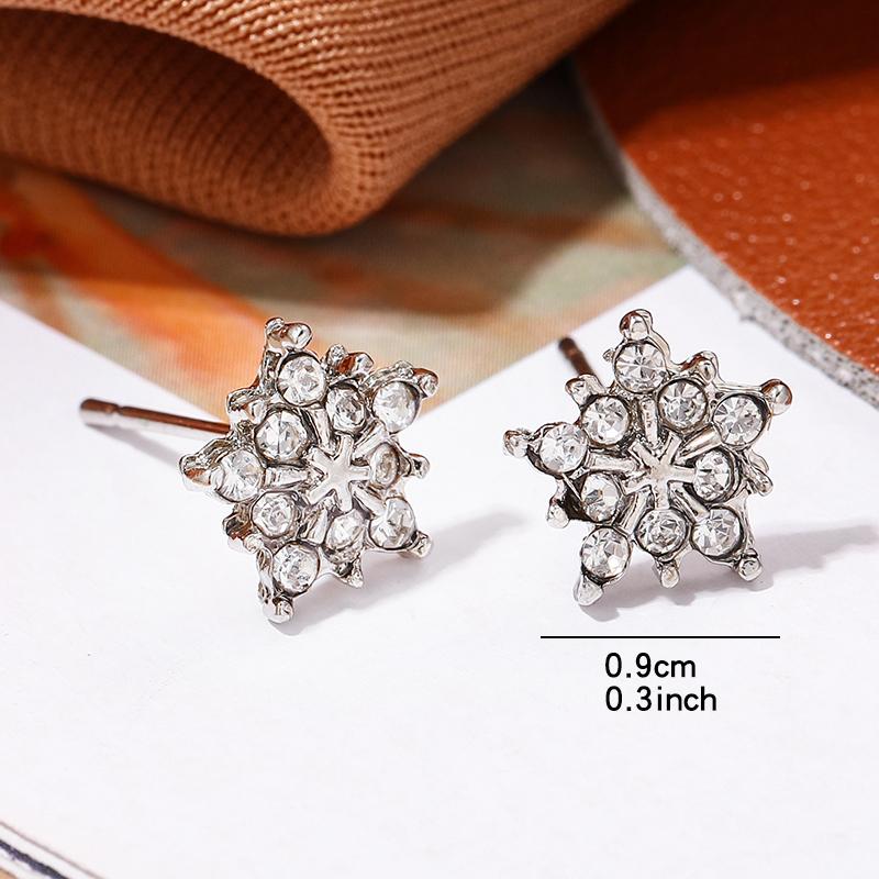 Christmas Snowflake Zircon Stud Earrings For Women Shiny Crystal Snowflake Earrings Birthday Festival Zircon New Year Gifts