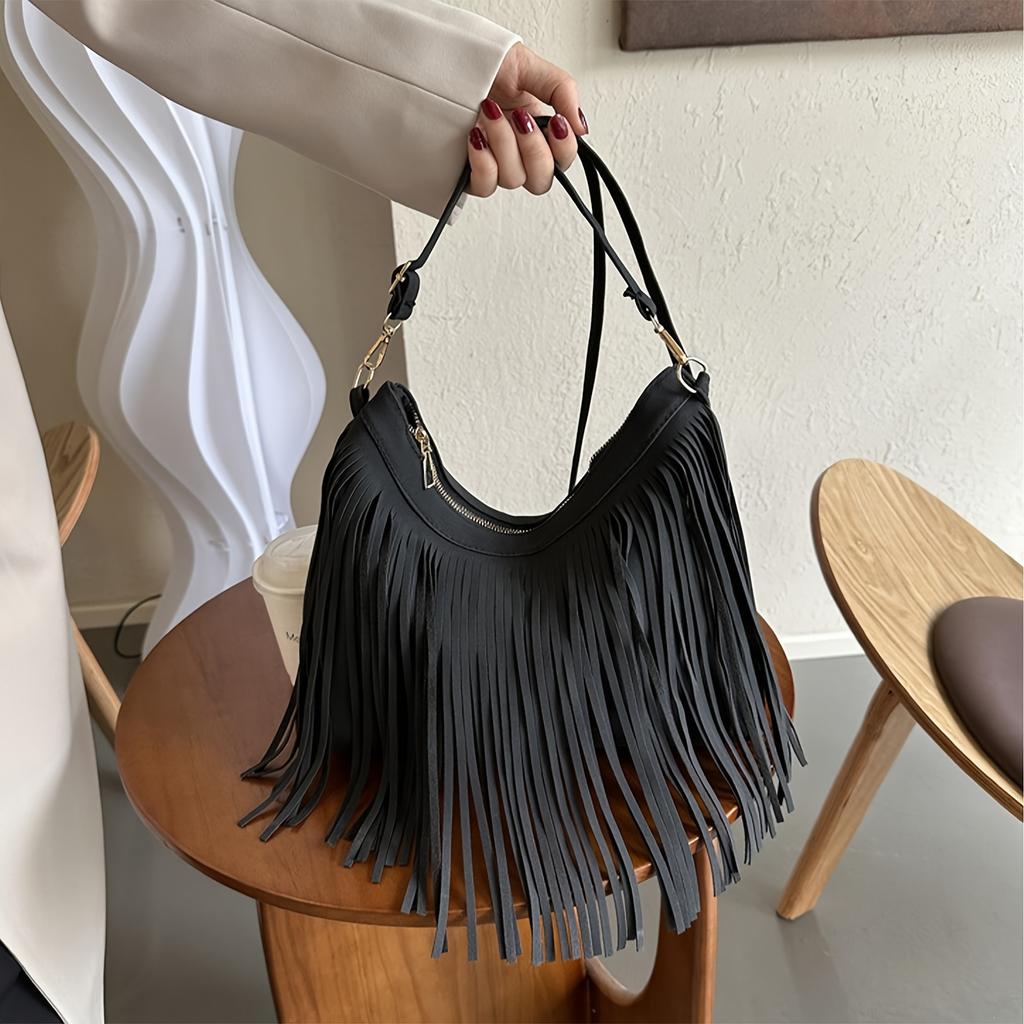 Boho Tassel Crossbody Bag For Women Stylish Retro Shoulder Purse With Fringe Details Versatile Design Perfect For Casual Outings Or Commuting