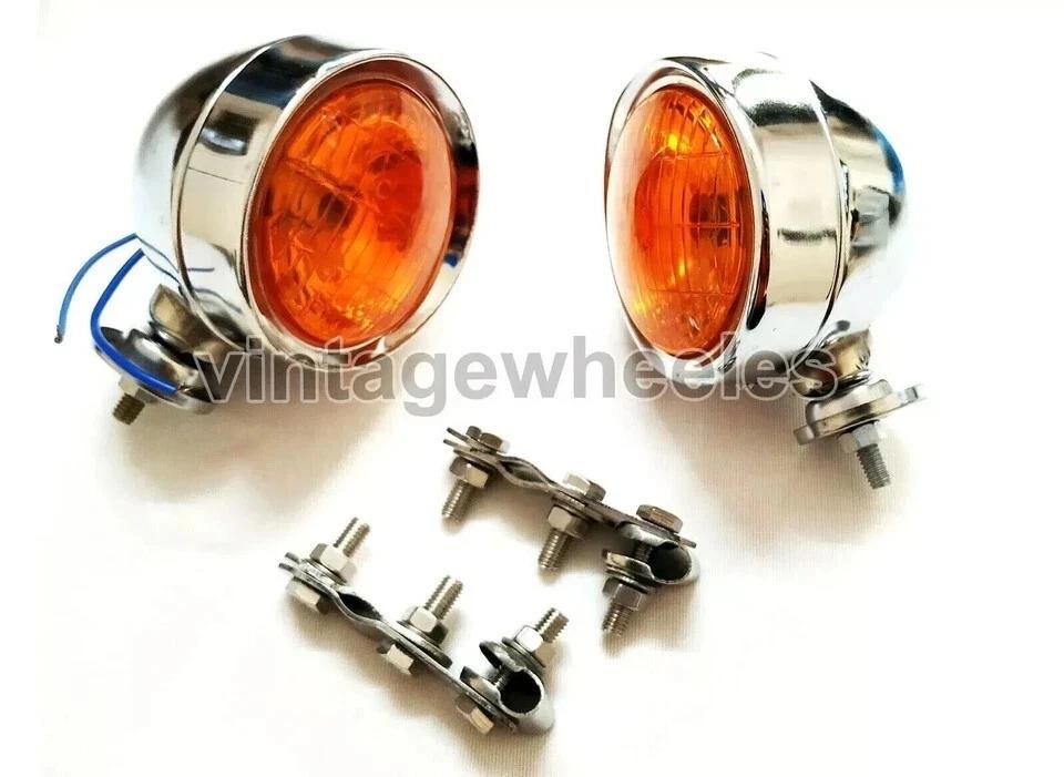 

Lambretta Vespa Universal 12v 4 2 Orange Spot Light & Stainless Steel Brackets