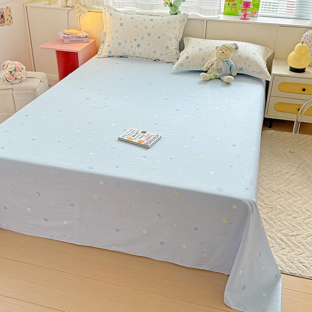 Cotton Printed Single Product Sheets, Household Small Fresh Cartoon Dormitory Sheets, Soft and Skin-friendly, No Pillowcases