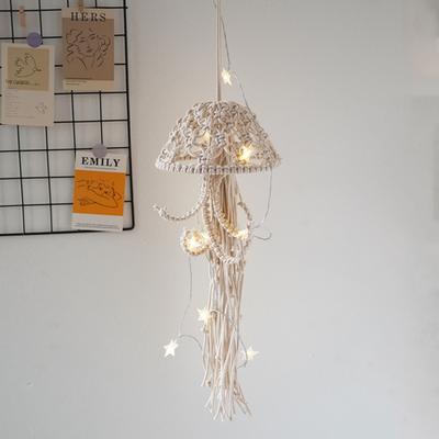 Handmade Bohemian Hanging Ornaments Macrame Wall Hanging Woven Jellyfish Pendant Wall Hanging Pendant for Bedroom Home Decoration