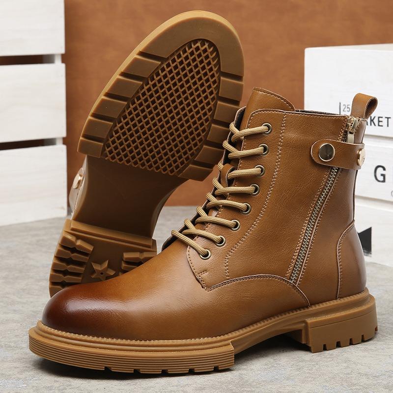 Retro Men's Martin Boots New Winter High-top Men's Velvet Warm Boots Trendy Shoes