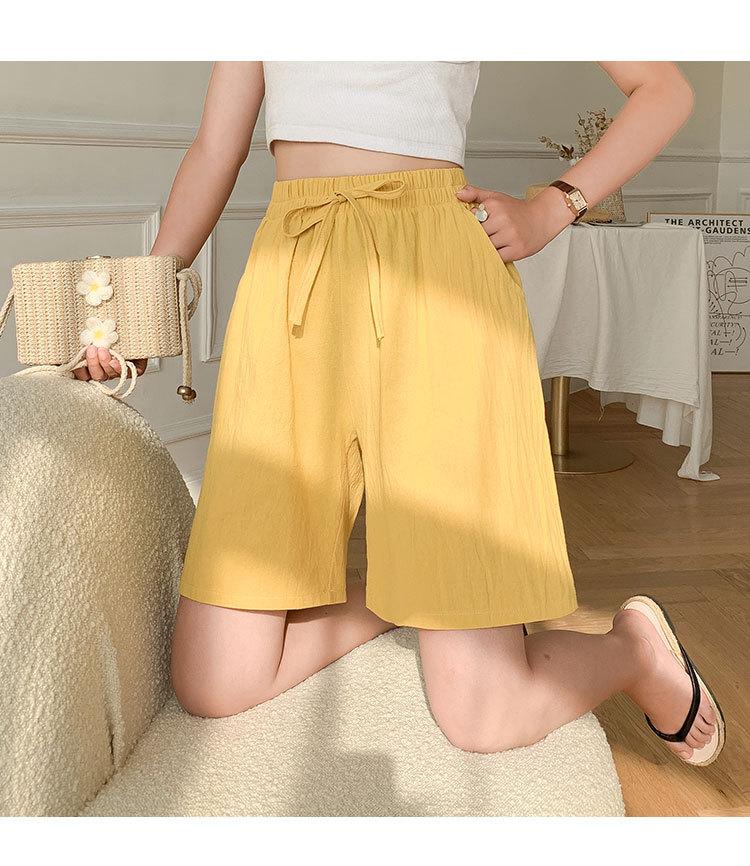 Cotton And Linen Five Trousers Female Summer Breathable Trousers Casual Wide-legged Trousers Loose Large Size