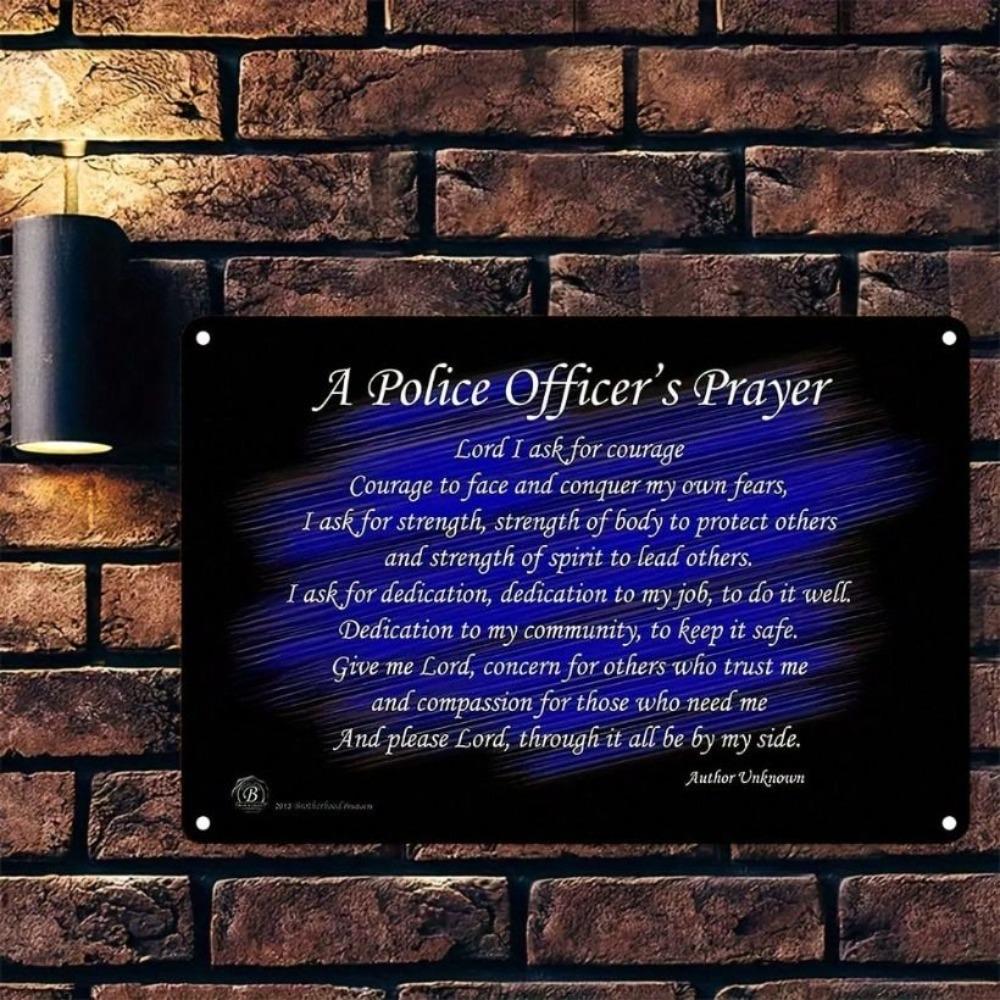 Metal Sign Wall Art Vintage Tin Poster Flat Officer Prayer Home Decoration 12x8 Inch