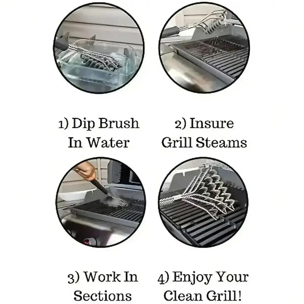 1pc-Safe Grill Brush and Scraper Barbecue Grill BBQ Brush Clean Tool Rust Resistant Stainless Steel Bristles Barbecue Cleaner