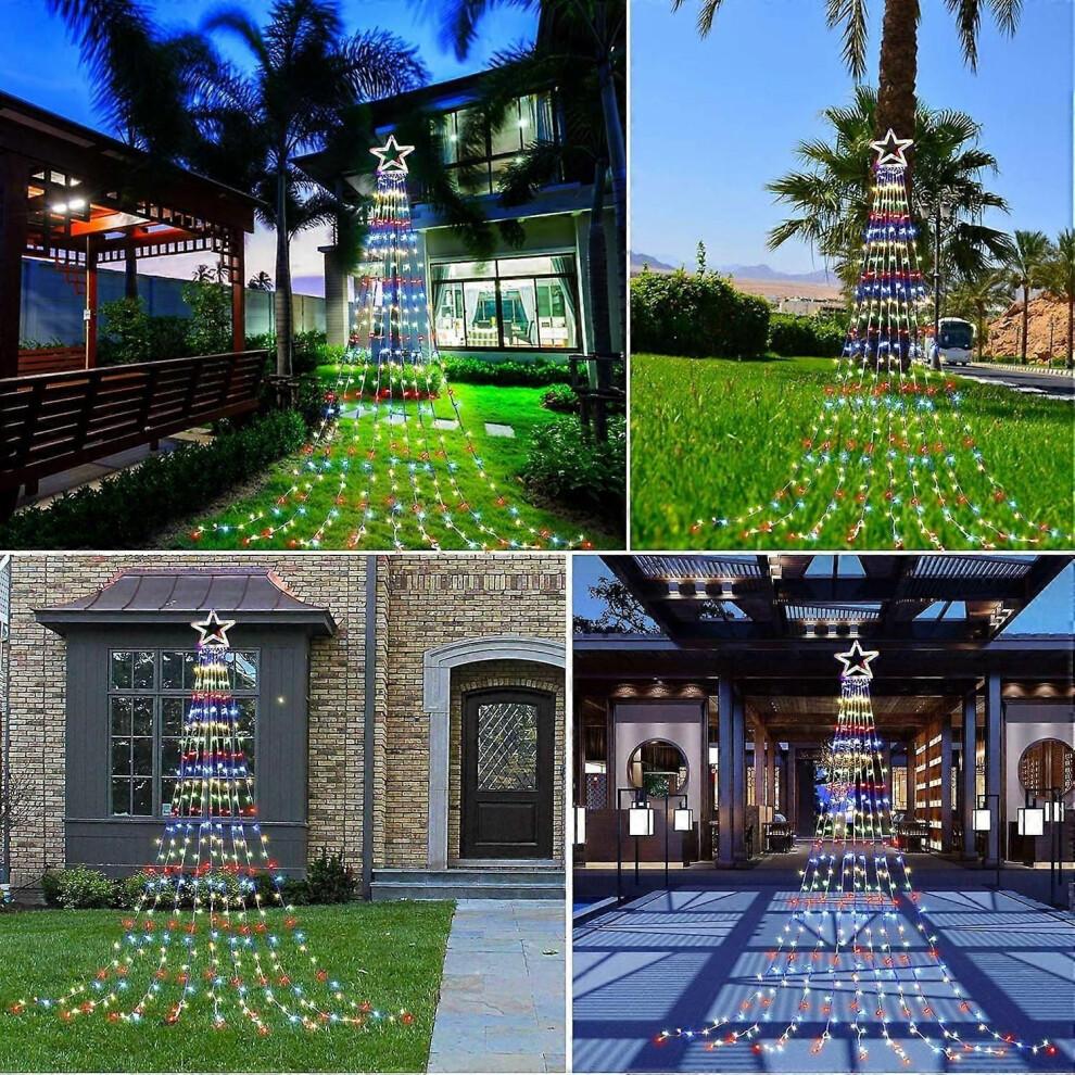 Festlicher Genuss, Weihnachtsdekorationen für draußen, Sternen-Lichterketten für den Weihnachtsbaum, 8 Modi für faszinierendes Licht