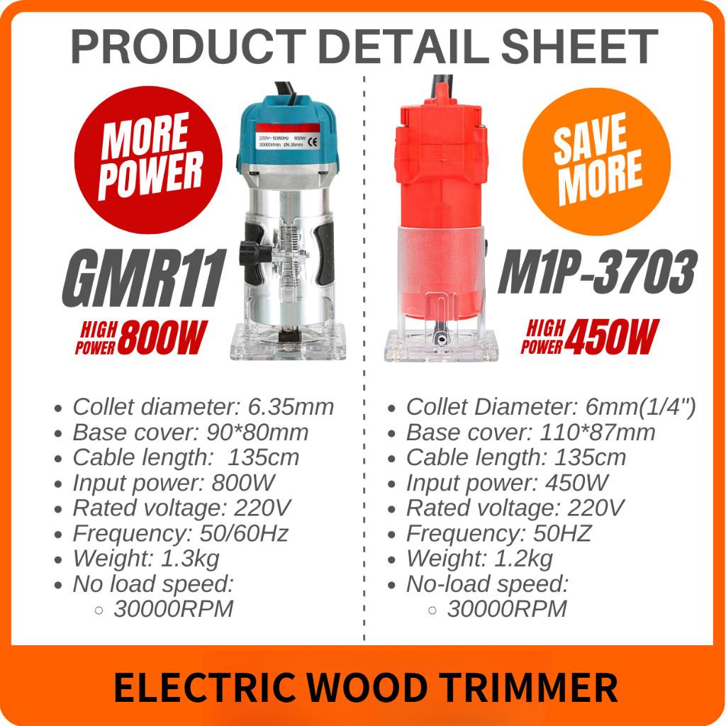 800W Handheld Engraving Slotting Router Portable Woodworking Power Tool High Power Electric Wood Trimmer