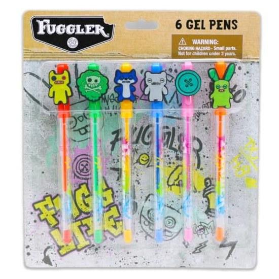 Set de 6 Stylos Gel Fuggler - Instruments d'Écriture Papeterie Enfants Monstres Moches Rigolos Autocollants Fête Souvenirs pour Enfants