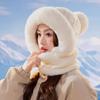 Women's Acrylic Knit Hooded Scarf - Multifunctional Fall/Winter Headwear with Integrated Face Cover for Outdoor Cycling and Skiing